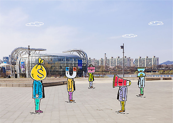 주간 구름 편집이미지 남자 서류가방 비즈니스 합성일러스트 여러명 성인 야외 달러 확성기 비즈니스맨 돈자루 모래시계 자석 한강공원 이미지편집 AI파일 자연요소 공원 모래 시계 다수 돈 가방 사람 직장인 한강 파일형식 벡터