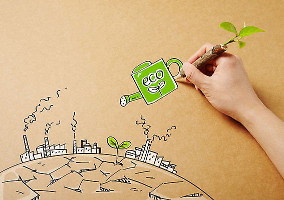 편집이미지 손 공장 합성일러스트 신체부위 연필 새싹 환경 물뿌리개 에코 그린슈머 이미지편집 AI파일 식물 공업 학용품 사람 필기구 파일형식 벡터