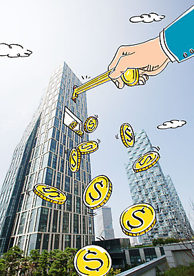 주간 구름 편집이미지 손 비즈니스 열쇠 합성일러스트 빌딩 야외 신체부위 경제 동전 열쇠구멍 이미지편집 AI파일 자연요소 돈 사람 건물 파일형식 벡터