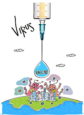 구름 편집이미지 주사기 합성일러스트 빌딩 사람없음 바이러스 박테리아 백신 지구모양 이미지편집 AI파일 자연요소 모양 지구 의학 의료기기 건물 파일형식 벡터