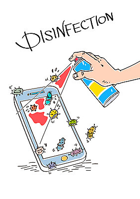 손 일러스트 신체부위 스마트폰 바이러스 예방 박테리아 살균소독제 소독 소독약 소독제 국내일러스트 AI파일 의학 사람 핸드폰 스마트기기 파일형식 벡터