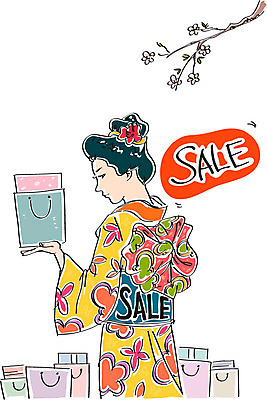 여자 일러스트 꽃나무 한명 성인 쇼핑 쇼핑백 세일 일본 기모노 일본전통의상 일본전통 국내일러스트 AI파일 나무 1 전통 꽃 아시아 가방 사람 전통의상 파일형식 벡터