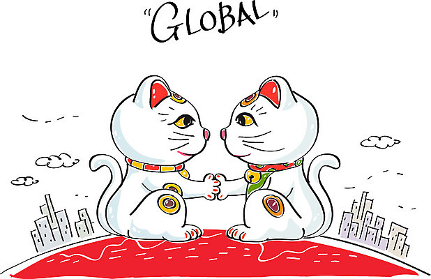 구름 일러스트 악수 빌딩 사람없음 글로벌 일본 마네키네코 일본전통인형 국내일러스트 AI파일 자연요소 아시아 인형 손짓 건물 일본전통 파일형식 벡터