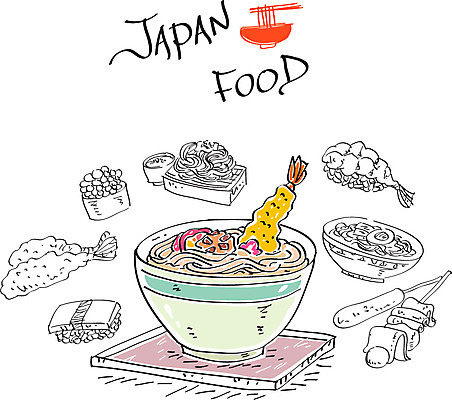 음식 일러스트 사람없음 일본 튀김 라멘 메밀국수 어묵꼬치 우동 롤스시 일본음식 국내일러스트 AI파일 아시아 초밥 면류 꼬치 어묵 파일형식 벡터