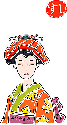 여자 일러스트 한명 성인 태양 일본 초밥 기모노 국내일러스트 AI파일 자연요소 1 아시아 사람 일본전통의상 일본음식 파일형식 벡터