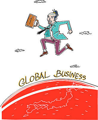 구름 남자 서류가방 일러스트 비즈니스 한명 성인 경제 글로벌 일본 비즈니스맨 사무라이 일본지도 국내일러스트 AI파일 자연요소 1 아시아 지도 가방 사람 직장인 파일형식 벡터