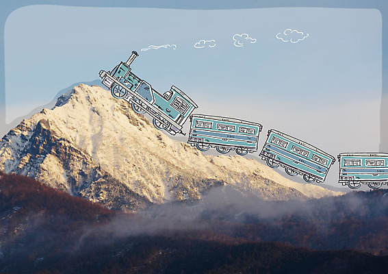 주간 편집이미지 여행 산 합성일러스트 풍경 사람없음 야외 기차 연기 합성 이미지편집 AI파일 자연요소 육상교통 대중교통 파일형식 벡터