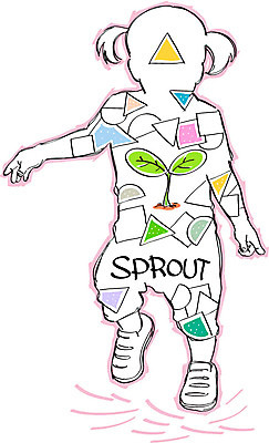 도형 식물 여자 어린이 일러스트 한명 새싹 환경 사각형 재활용 삼각형 국내일러스트 AI파일 1 사람 친환경 파일형식 벡터