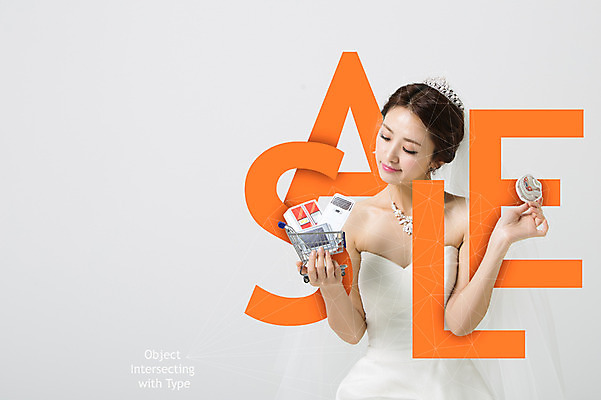 PSD 편집이미지 알파벳 여자 신부 웨딩드레스 한명 성인 타이포그라피 세일 카트 한국인 디지털합성 폴리곤 디지털아트 이미지편집 문자 1 영어 드레스 결혼 사람 동양인 파일형식