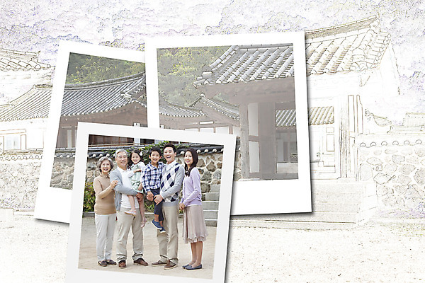 JPG 편집이미지 여자 노년 남자 어린이 가족 한옥 프레임 여러명 성인 화목 한국인 콜라주 폴라로이드사진 사진필름 디지털아트 이미지편집 편집실사 한국전통 다수 컨셉 고건축 관계 사람 동양인 필름 CG 폴라로이드 파일형식