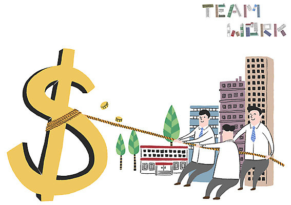 PSD 나무 남자 줄 일러스트 비즈니스 협력 빌딩 성인 세명 달러 동전 당기기 국내일러스트 식물 돈 모션 사람 건물 파일형식