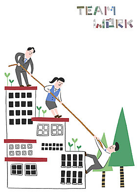 PSD 나무 여자 남자 줄 일러스트 비즈니스 협력 빌딩 성인 세명 새싹 오르기 국내일러스트 식물 모션 사람 건물 파일형식