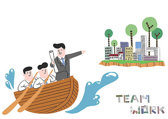 PSD 나무 남자 섬 일러스트 비즈니스 협력 항해 빌딩 성인 세명 배 노 국내일러스트 식물 배_교통 과일 사람 건물 선박 파일형식