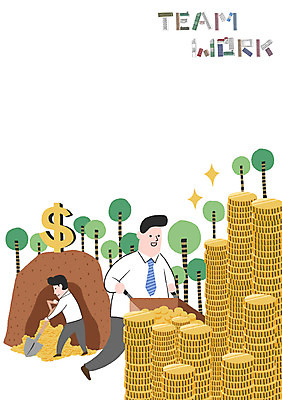 PSD 나무 남자 일러스트 비즈니스 협력 빌딩 성인 두명 달러 동전 수레 삽 국내일러스트 식물 돈 사람 건물 카트 파일형식