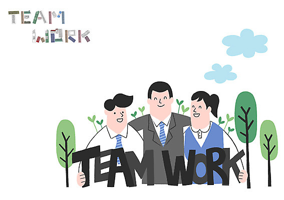 PSD 나무 구름 여자 남자 일러스트 비즈니스 어깨동무 협력 빌딩 성인 세명 새싹 국내일러스트 자연요소 식물 포즈 사람 건물 파일형식