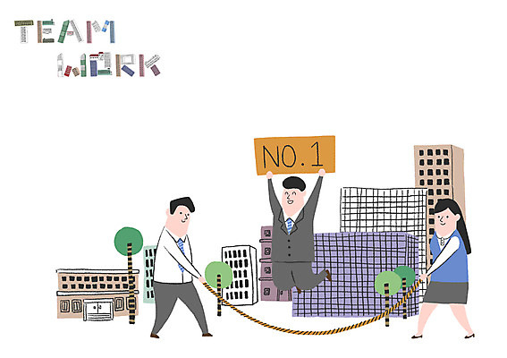 PSD 나무 여자 남자 일러스트 비즈니스 협력 빌딩 성인 세명 넘버원 줄넘기 국내일러스트 식물 사람 건물 운동 파일형식