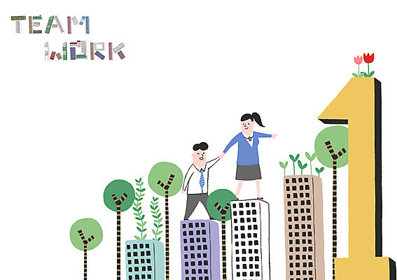 PSD 나무 1 여자 남자 꽃 일러스트 비즈니스 협력 빌딩 성인 두명 새싹 국내일러스트 식물 사람 건물 파일형식