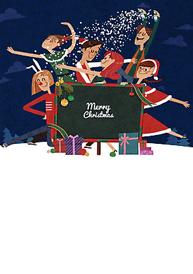 PSD 여자 남자 포스터 크리스마스 일러스트 여러명 성인 선물상자 공연 눈 뮤지컬 국내일러스트 자연요소 기념일 다수 날씨 선물 사람 이벤트 상자 파일형식