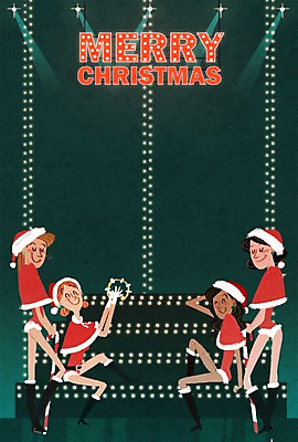 PSD 여자 포스터 크리스마스 일러스트 지팡이 조명 여러명 성인 공연 탬버린 뮤지컬 국내일러스트 기념일 다수 타악기 사람 이벤트 파일형식