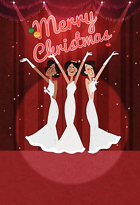 PSD 여자 포스터 크리스마스 일러스트 팔벌리기 조명 성인 세명 공연 무대 마이크 뮤지컬 산타모양 성인여자만 국내일러스트 모양 기념일 음향기기 모션 사람 이벤트 산타클로스 여자만 성인만 파일형식