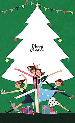 PSD 여자 남자 포스터 크리스마스 일러스트 여러명 성인 선물상자 크리스마스트리 공연 마이크 탬버린 뮤지컬 국내일러스트 기념일 음향기기 다수 타악기 선물 사람 이벤트 상자 파일형식