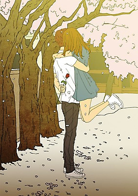 주간 PSD 커플 여자 남자 한송이 일러스트 안기 성인 야외 두명 장미 봄 벚꽃 벚나무 설레임 아트툰 국내일러스트 자연요소 나무 1 계절 꽃 감정 관계 모션 사람 그림 송이 파일형식