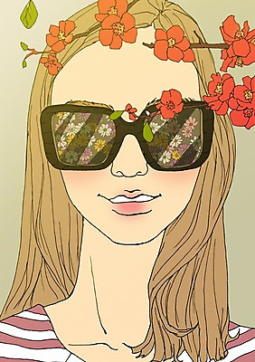 주간 PSD 여자 꽃 일러스트 꽃나무 한명 성인 야외 선글라스 설레임 아트툰 국내일러스트 자연요소 나무 식물 1 감정 안경 사람 그림 파일형식