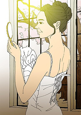 주간 PSD 여자 신부 웨딩드레스 일러스트 창문 실내 한명 성인 야외 거울 설레임 아트툰 국내일러스트 자연요소 1 드레스 감정 결혼 사람 내부 그림 파일형식