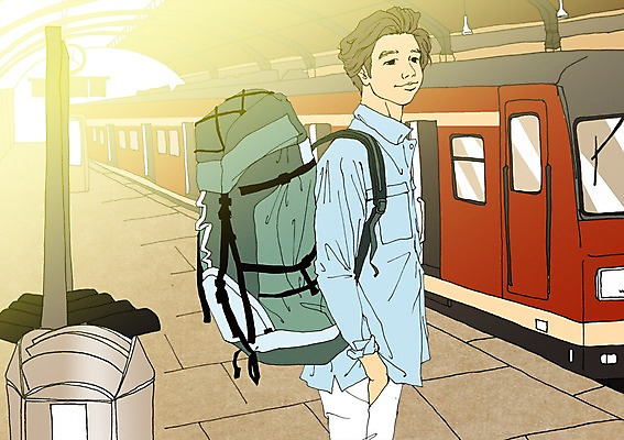 주간 PSD 남자 여행 일러스트 배낭 한명 성인 야외 기차 플랫폼 배낭여행 기차역 설레임 안식처 아트툰 국내일러스트 자연요소 1 감정 육상교통 가방 교통시설 휴식 대중교통 사람 역 그림 파일형식