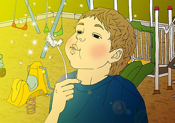 주간 PSD 남자 어린이 일러스트 한명 야외 놀이터 불기 그네 민들레홀씨 설레임 아트툰 국내일러스트 자연요소 1 감정 모션 놀이 사람 민들레 그림 파일형식