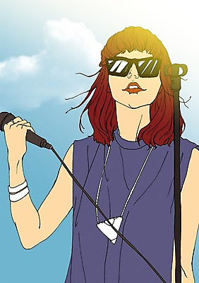 주간 PSD 구름 여자 일러스트 한명 사람 성인 야외 청춘 선글라스 가수 자신감 마이크 열정 설레임 자부심 국내일러스트 자연요소 1 감정 안경 음향기기 컨셉 음악가 파일형식