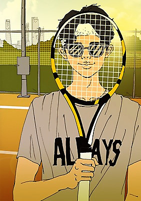 주간 PSD 남자 일러스트 한명 사람 성인 청춘 선글라스 테니스 테니스라켓 자신감 테니스장 열정 설레임 자부심 국내일러스트 자연요소 1 감정 안경 컨셉 스포츠시설 구기 라켓 파일형식