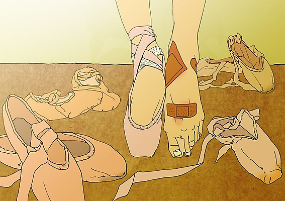 PSD 여자 일러스트 발 한명 사람 성인 신체부위 청춘 자신감 발레 발레리나 열정 토슈즈 설레임 자부심 국내일러스트 1 감정 신발 컨셉 춤 파일형식