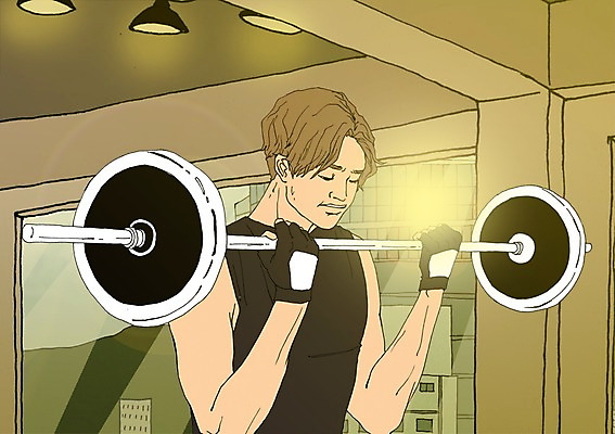 PSD 남자 장갑 일러스트 한명 사람 성인 청춘 운동 헬스장 자신감 역기 열정 설레임 자부심 국내일러스트 1 잡화 감정 컨셉 건강 헬스 파일형식