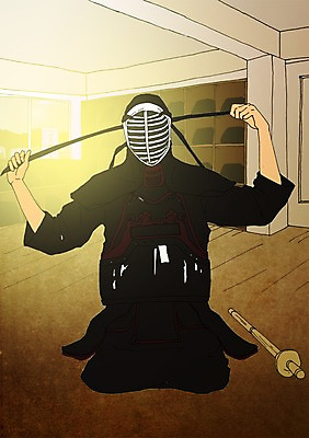 PSD 남자 일러스트 실내 한명 사람 성인 청춘 자신감 열정 검도 검도용품 검도복 설레임 검도복장 검도장 자부심 국내일러스트 1 감정 스포츠용품 컨셉 유니폼 스포츠시설 도복 내부 격투기 파일형식