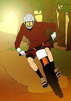 주간 전신 PSD 나무 남자 일러스트 한명 사람 성인 야외 청춘 자전거 자신감 헬멧 열정 설레임 산악자전거 자부심 국내일러스트 자연요소 식물 1 감정 컨셉 바이크 보호장비 파일형식