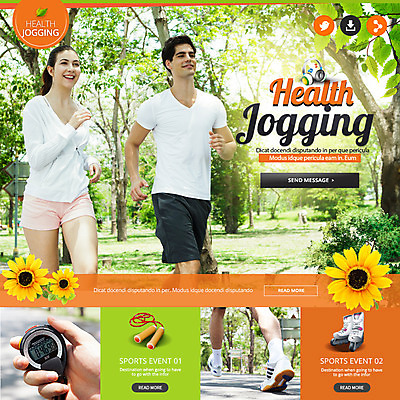 PSD 서양인 템플릿 공원 여자 남자 꽃 웹템플릿 이벤트페이지 건강 이벤트 성인 두명 조깅 운동 롤러블레이드 줄넘기 초시계 이미지템플릿 외국인 식물 공공시설 시계 사람 취미 페이지 파일형식