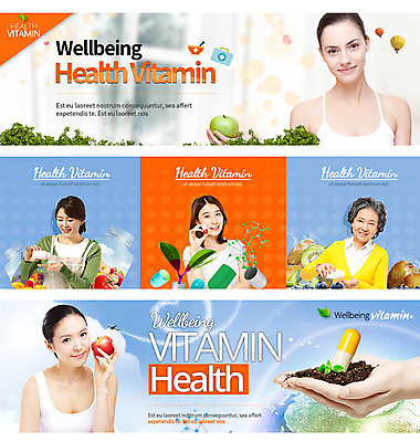 PSD 서양인 템플릿 배너 여자 노년 웹템플릿 과일 건강 이벤트 여러명 20대 성인 알약 한국인 비타민 웰빙음식 이벤트배너 웹배너 이미지템플릿 외국인 웰빙 다수 사람 동양인 청년 약 건강식 영양소 파일형식