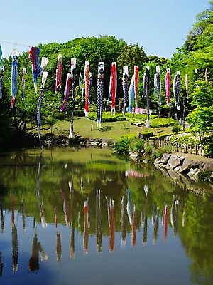 포토 JPG 주간 날리기 풍경 사람없음 야외 강 일본 일본전통 고이노보리 국내포토 자연요소 전통 아시아 모션 깃발 파일형식