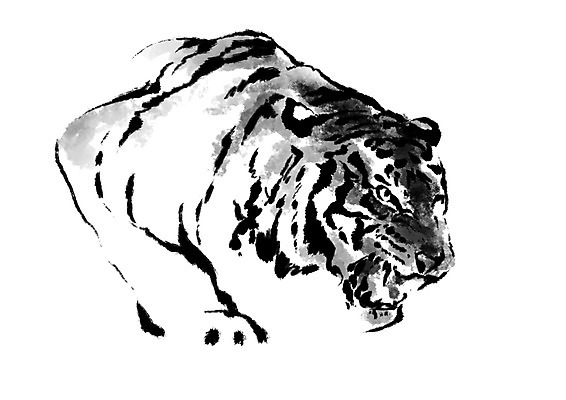 PSD 한마리 일러스트 캘리그라피 사람없음 십이지신 호랑이띠 호랑이 국내일러스트 1 포유류 파일형식