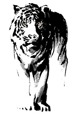 PSD 한마리 일러스트 캘리그라피 사람없음 십이지신 호랑이띠 호랑이 국내일러스트 1 포유류 파일형식