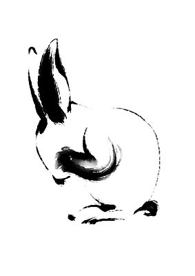 PSD 한마리 일러스트 캘리그라피 사람없음 십이지신 토끼띠 토끼 국내일러스트 1 포유류 반려동물 파일형식