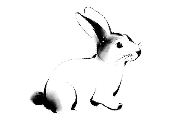 PSD 한마리 일러스트 캘리그라피 사람없음 십이지신 토끼띠 토끼 국내일러스트 1 포유류 반려동물 파일형식