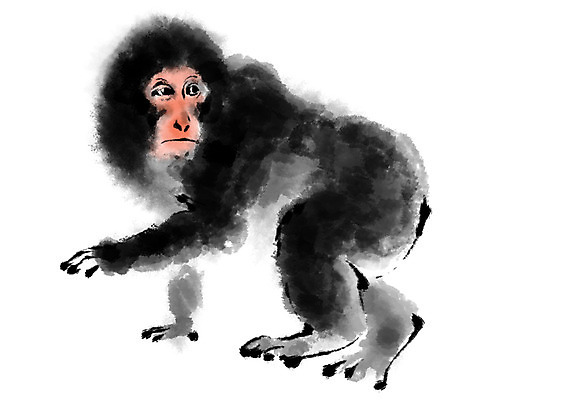 PSD 한마리 일러스트 캘리그라피 사람없음 십이지신 원숭이띠 원숭이 국내일러스트 1 포유류 파일형식