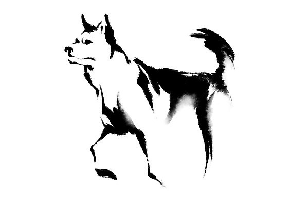 PSD 한마리 일러스트 캘리그라피 사람없음 십이지신 개 개띠 국내일러스트 1 포유류 파일형식