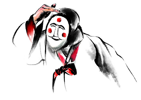 PSD 한국전통 전통 일러스트 캘리그라피 한명 사람 상반신 한복 탈춤 저고리 탈 각시탈 국내일러스트 1 한국 가면 전통의상 전통공연 전통무용 파일형식