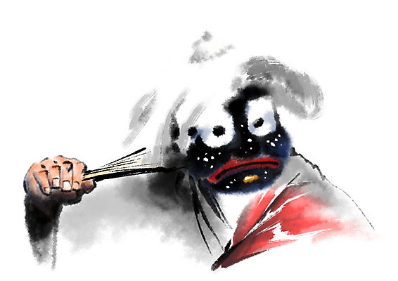 PSD 한국전통 전통 일러스트 캘리그라피 한명 사람 상반신 부채 탈춤 탈 국내일러스트 1 한국 가면 전통공연 전통무용 파일형식