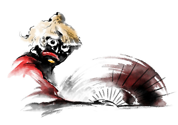 PSD 한국전통 전통 일러스트 캘리그라피 한명 사람 상반신 부채 탈춤 탈 국내일러스트 1 한국 가면 전통공연 전통무용 파일형식