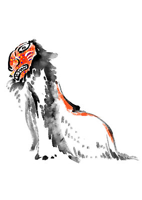 PSD 한마리 한국전통 전통 일러스트 캘리그라피 사람없음 사자 탈춤 탈 사자춤 국내일러스트 1 포유류 한국 가면 춤 전통공연 전통무용 파일형식