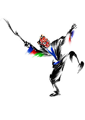 전신 PSD 한국전통 전통 일러스트 캘리그라피 한명 사람 탈춤 도깨비 탈 도깨비탈 국내일러스트 1 한국 가면 전통공연 전통무용 파일형식